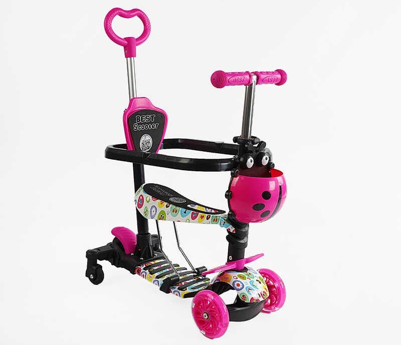 Самокат 5в1 LS-81800 (1) Best Scooter, з ДОП. КОЛІСАМИ, захисний бампер, PU колеса зі світлом, в коробці