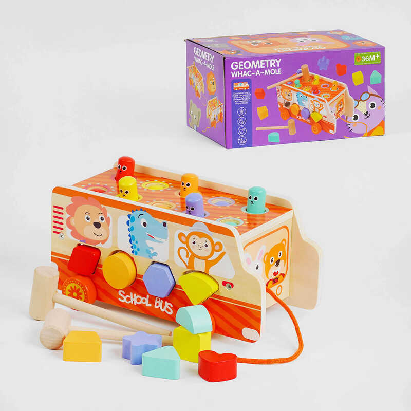 Ігровий центр C 57605 (24) дерев’яний, сортер, стукалка, 10 елементів, в коробці