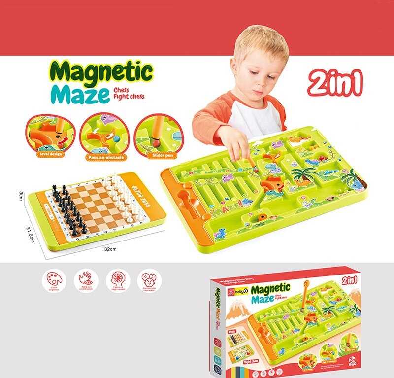 Магнітна гра 2в1 898-9111 (36) сортер, шахи, магнітний стилус, в коробці