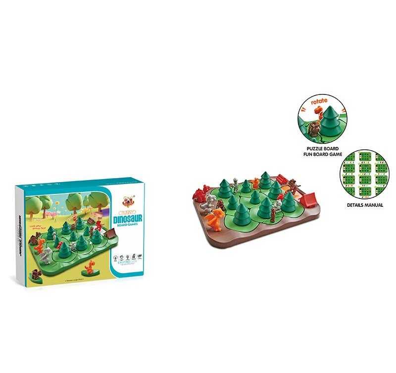 Настільна логічна гра T 247 (72/2) "Динозавряча гонка", фігурки динозаврів, ялинковий ліс, елементи обертаються, в коробці