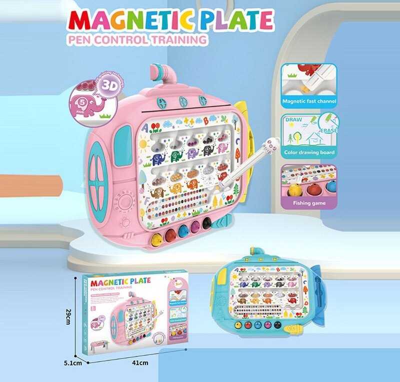 Магнітна гра 666-5 A (36) 2 кольори, магнітний стилус, магнітна риболовля, дошка пиши-стирай, 4 маркери, в коробці