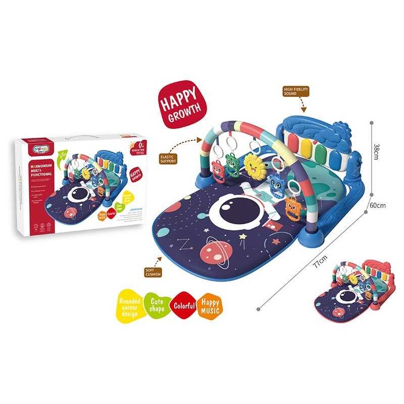 Килимок 668-216 (12) 2 кольори, 4 брязкальця, дзеркальце, звук, мелодії, піаніно, в коробці