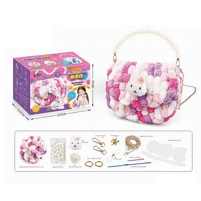 Набір для в'язання A 6602 F (72/2) 14 елементів, основа з отворами, помпони, намистини, металевий ціпок, карабіни, голка, нитки, в коробці