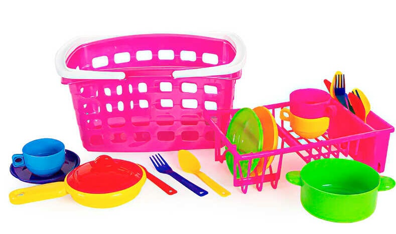 Посуд "Кошик з ручкою, з посудом" 093/2  "Bamsic" , сітка