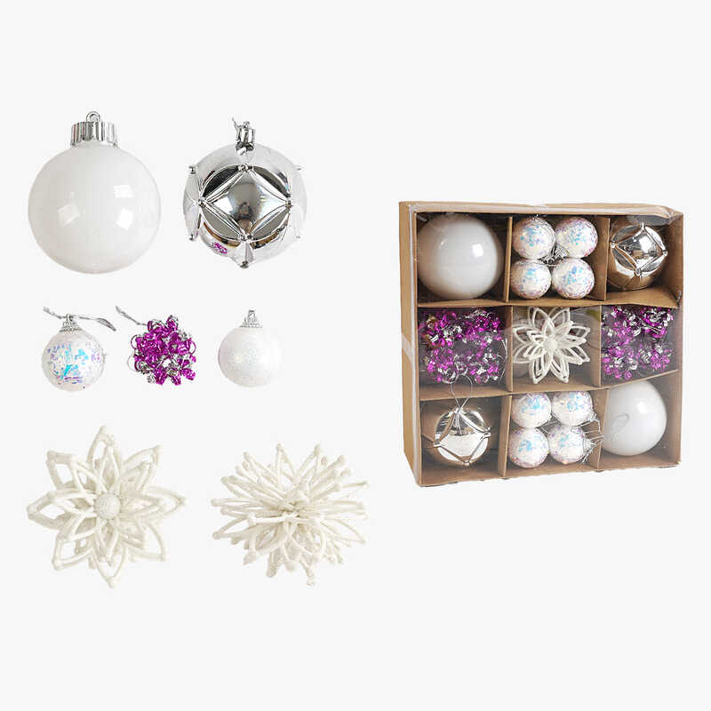 Новорічні прикраси C 67445 (48) кульки, квітка, 41 штука, діаметр 7 і 3.5 см, в коробці