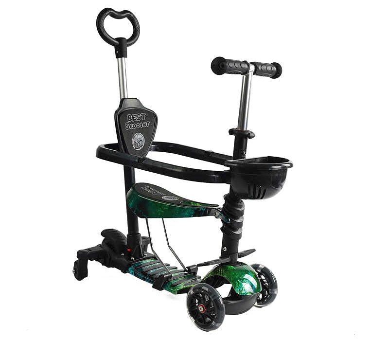 Самокат 5в1 LS-79350 (1) Best Scooter, з ДОП. КОЛІСАМИ, захисний бампер, PU колеса зі світлом, в коробці