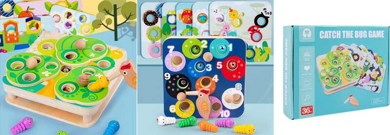 Магнітна гра C 57545 (40)  10 хробачків, пташка з магнітом, 8 карток для зміни поля, в коробці