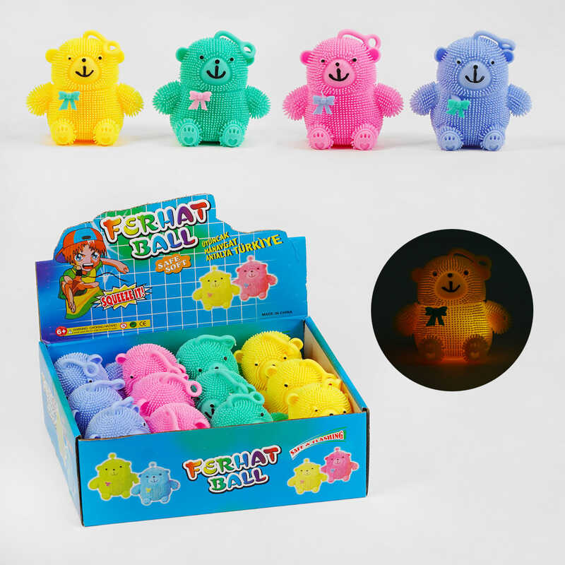 Гра антистрес C 60482 (24) ЦІНА ЗА 12 ШТУК В БЛОЦІ, "Ведмедик", підсвічування