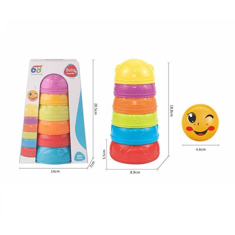 Пірамідка 618-125 (96/2) “Ведмедик”, 6 елементів, м’ячик з дзвіночком, в коробці