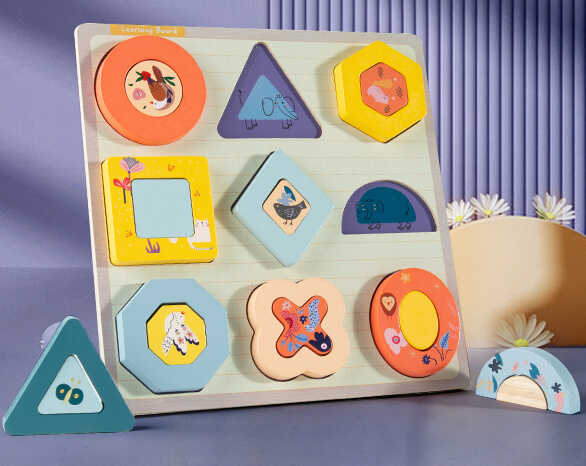 Пазли-вкладиші С 74320 (38) дерев'яні, фігури, 9 штук, у плівці