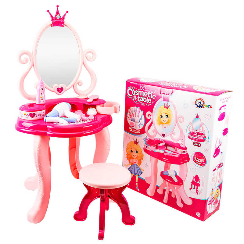 гр Іграшка "Косметичний столик" 8683 (3) "Technok Toys" 9 аксесуарів, стілець