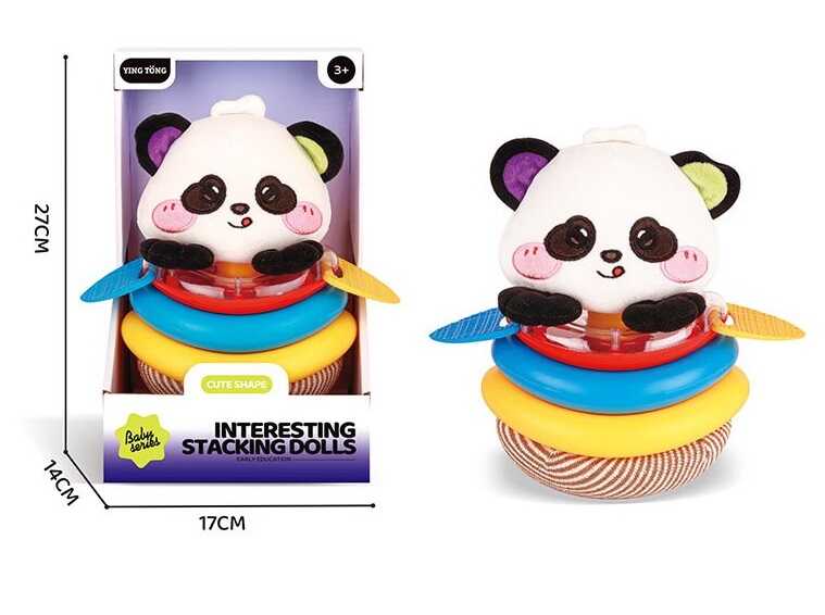 Пірамідка YT 24-73 (48/2) “Панда”, 23 см, 3 кільця, прорізувачі, брязкальце, в коробці