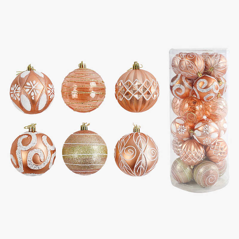 Новорічні прикраси C 67624 (18) 24 штуки, кульки, D = 7 см, у слюді