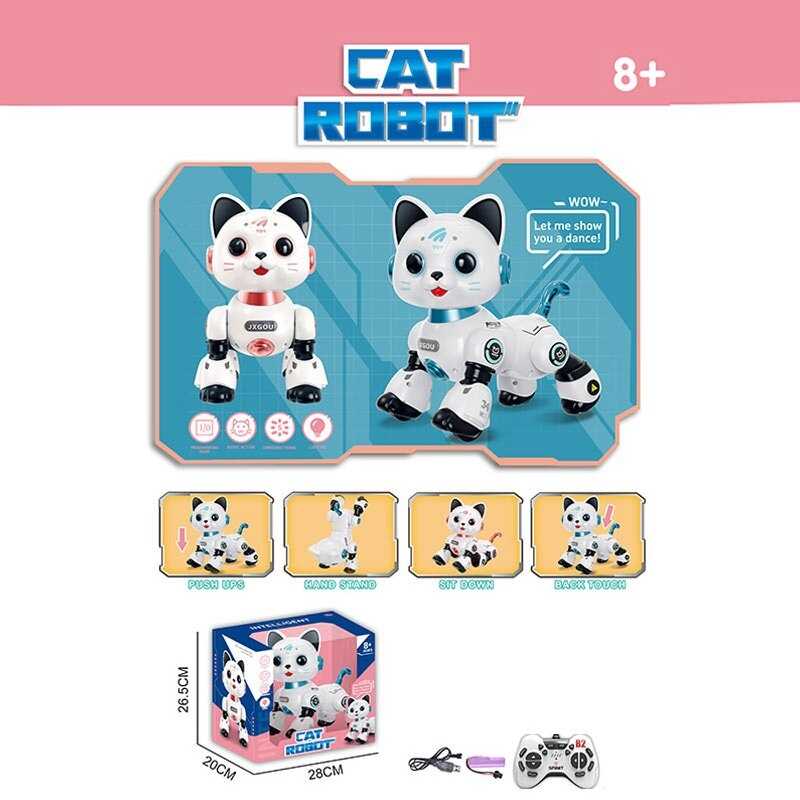 Кошеня на радіокеруванні 688 A 7 (18) акумулятор 3.7 V, пульт 2.4 GHz, USB-кабель, виконує команди, підсвічування, сенсорна ділянка, танцює, регулювання гучності, історії англійською мовою, в коробці