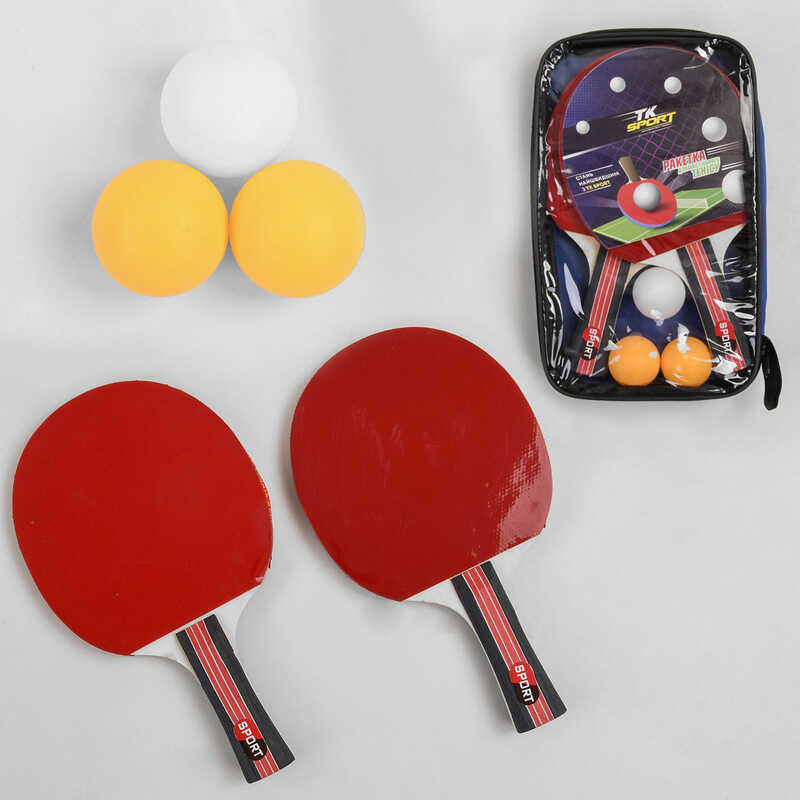 Ракетка для пінг-понгу C 44860 (50) "TK Sport", 2 шт + 3 м'ячики, в чохлі