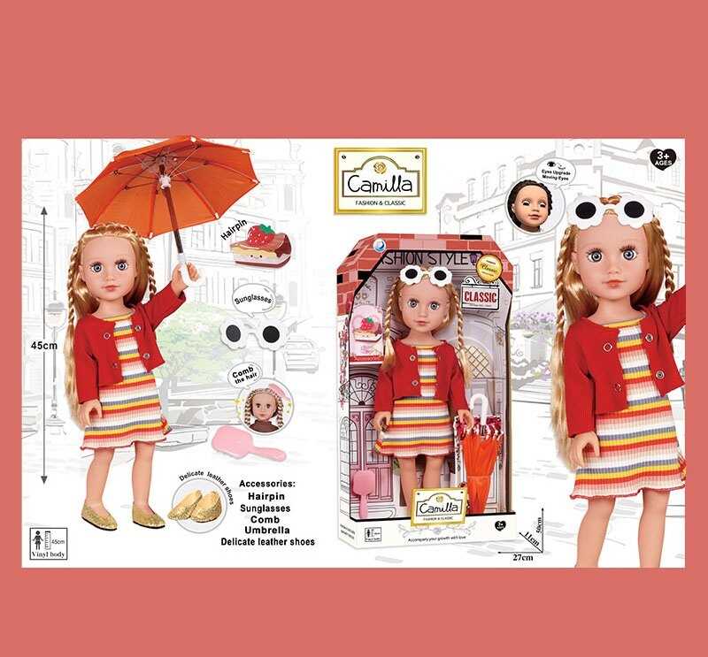 Лялька A 931 A (24/2) висота: 45 см, імітація скляних очей, закриває очі, прошите волосся, гребінець, аксесуари, в коробці