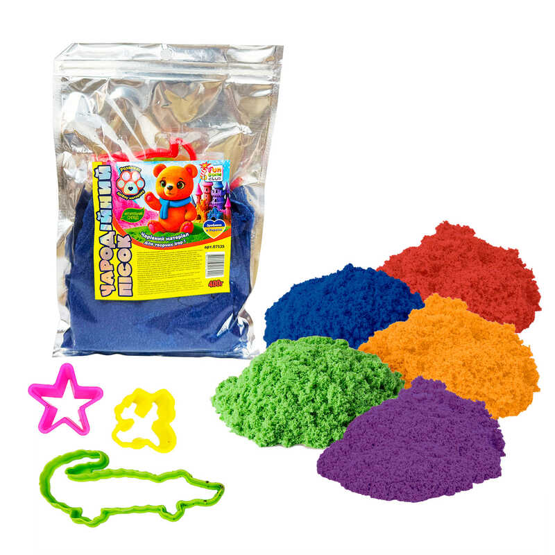 гр Кінетичний пісок 87135 (15) 0.4кг "4FUN Game Club", 3 формочки, в пакеті, ВИДАЄТЬСЯ МІКС ВИДІВ