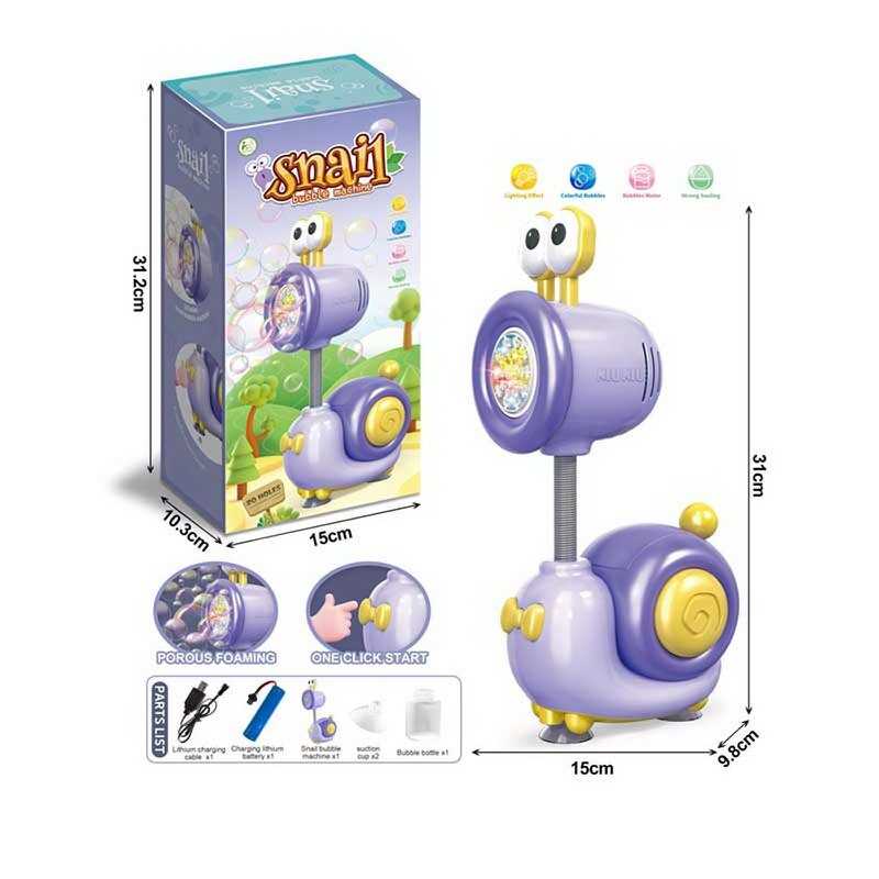 Установка з мильними бульбашками P 146 (24) “Равлик”, розмір: 15х10х31 см, акум. 3,7 V, присоски, підсвічування, 1 пляшка з розчином, USB-кабель, в коробці