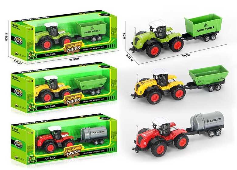 Трактор 955-201 (144/2) 3 види, причіп, розмір: 21х5.8х6 см, металопластик, інерція, в коробці, ВИДАЄТЬСЯ МІКС ВИДІВ