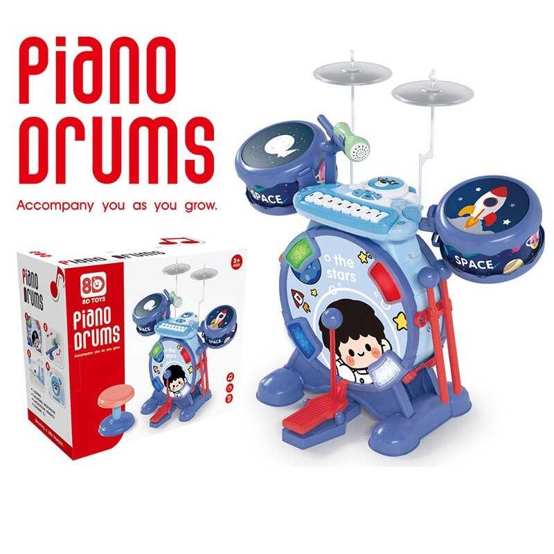 Музична установка 8 D 12 A (4) барабан, піаніно, музичні інструменти, мелодії, звуки, мікрофон, підсвічування, в коробці