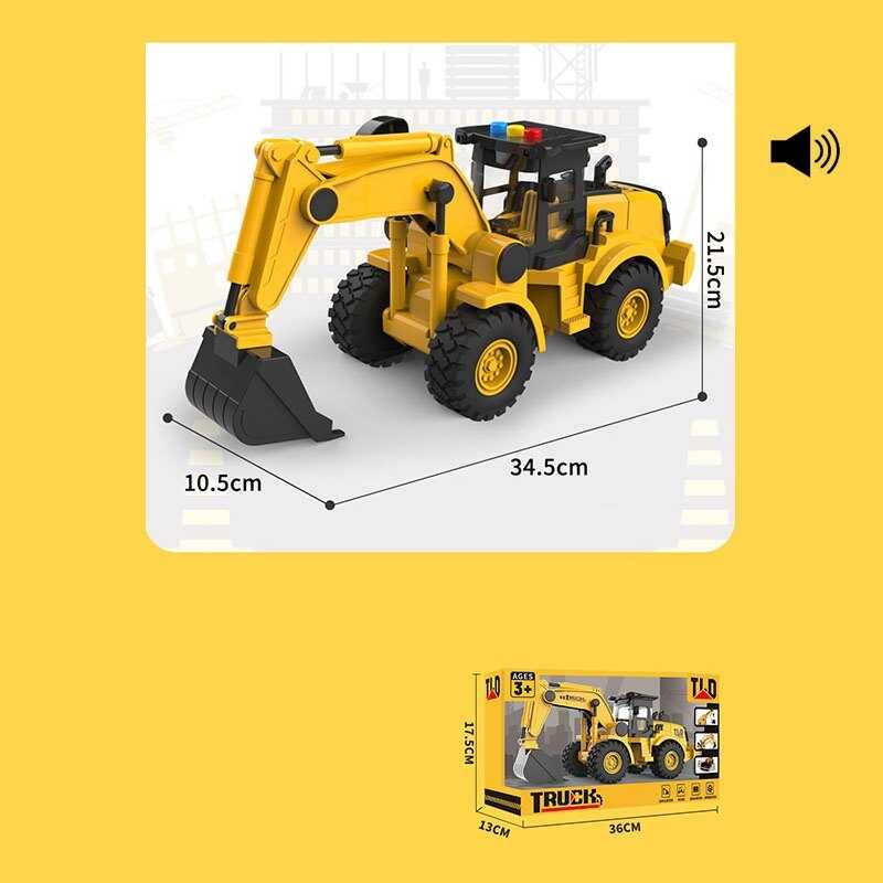 Екскаватор 584-4 (24) інерція, звуки, рухомий ківш, гумові колеса, в коробці