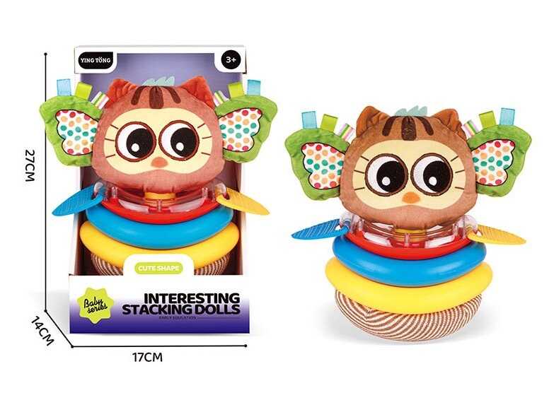 Пірамідка YT 24-76 (48/2) висота: 23 см, 3 кільця, прорізувачі, брязкальце, в коробці