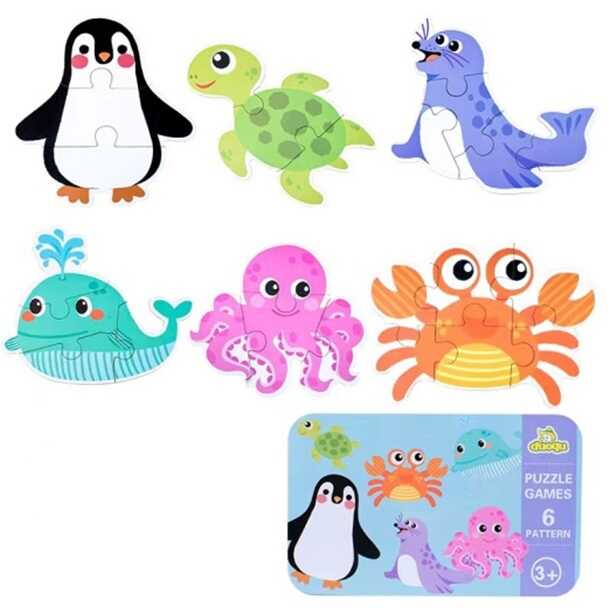 Набір пазлів С 58637 (60) "Морські мешканці", 6 картинок, в коробці