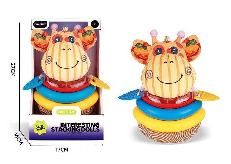 Пірамідка YT 24-74 (48/2) “Жирафа”, 25 см, 3 кільця, прорізувачі, брязкальце, в коробці