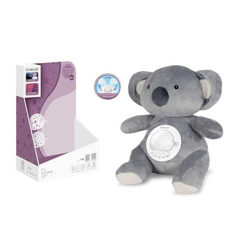 Нічник FM 666-70 (24) “Коала”, вбудований акумулятор, Type-C, сенсор плачу, проєктор, звуки, мелодія, підсвічування, в коробці