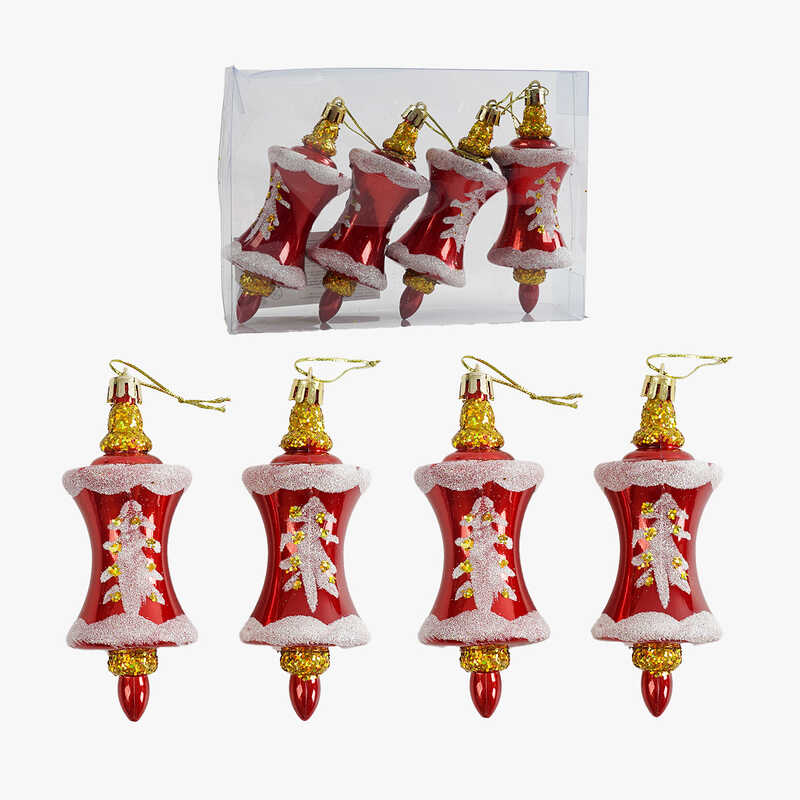 Новорічні прикраси C 67186 (120) 4 штуки, “Веретена”, у слюді