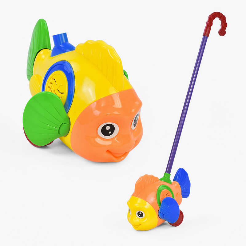 Каталка 0366 (96/2) "Рибка" на паличці, з брязкальцем, рухає плавниками, в пакеті