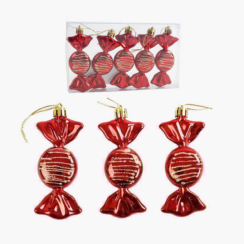 Новорічні прикраси C 67183 (405) цукерки, 5 штук, висота - 10, 5 см, у слюді