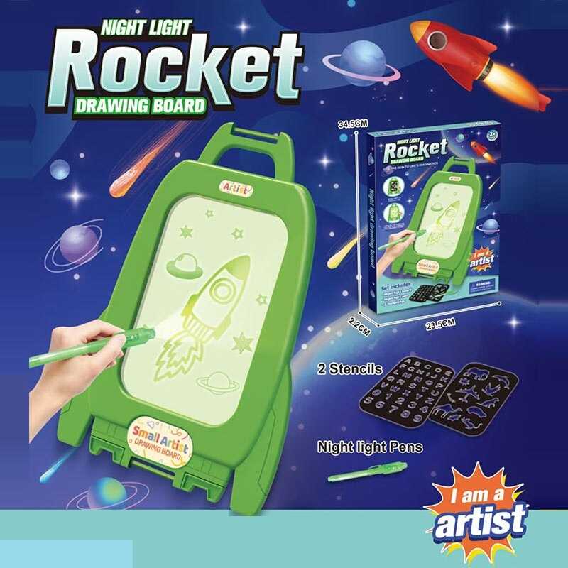 Дошка для малювання D 1238 (120/2) “малюй світлом”, основа для малювання, ручка-ліхтарик, шаблони, в коробці