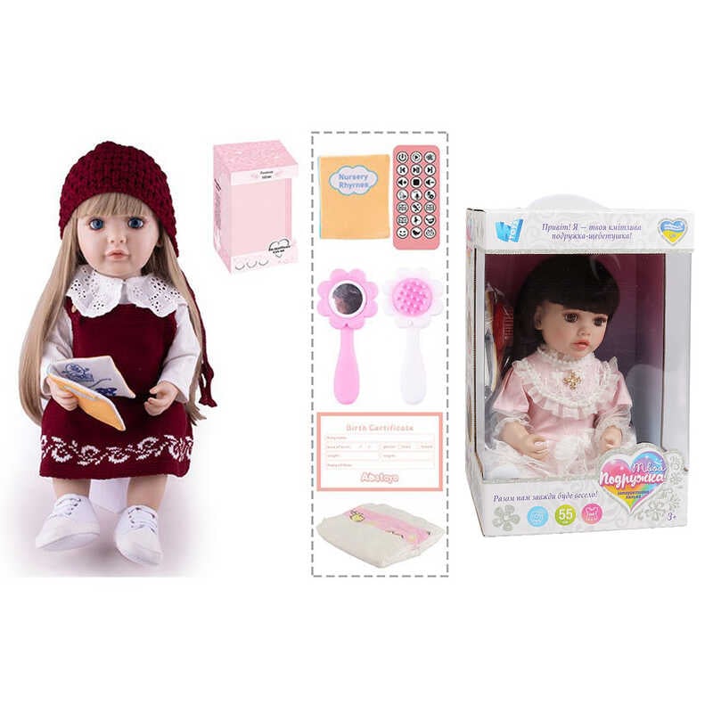 Інтерактивна лялька TK 1187-34 (9) "WToys", ОЗВУЧУВАННЯ УКРАЇНСЬКОЮ МОВОЮ, висота 55 см, пульт, на батарейках, аксесуари, рухає кінцівками, казки, пісні, віршики, скоромовки, відповідає на запитання, звуки тварин, мелодії, повторюшка, в коробці