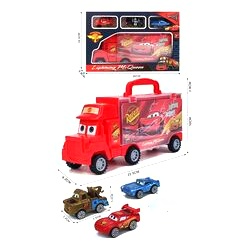 Набір машин 1688-18 , трейлер , машинка 3 шт , герої «Тачка» , коробка