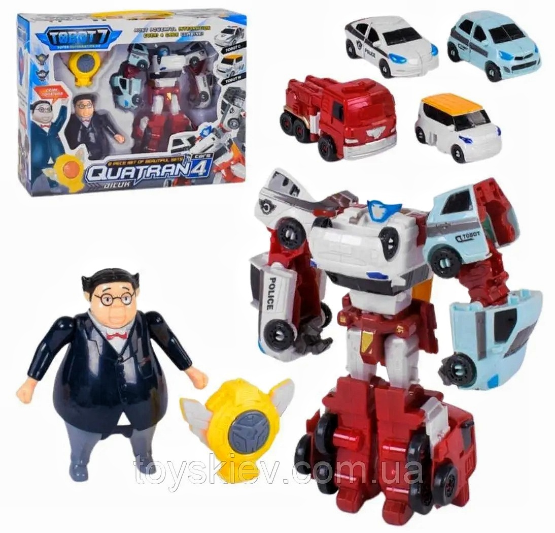 Трансформер Q 1907 , «Quatran4» , 4в1 , фігурка , світло, звук, в коробці