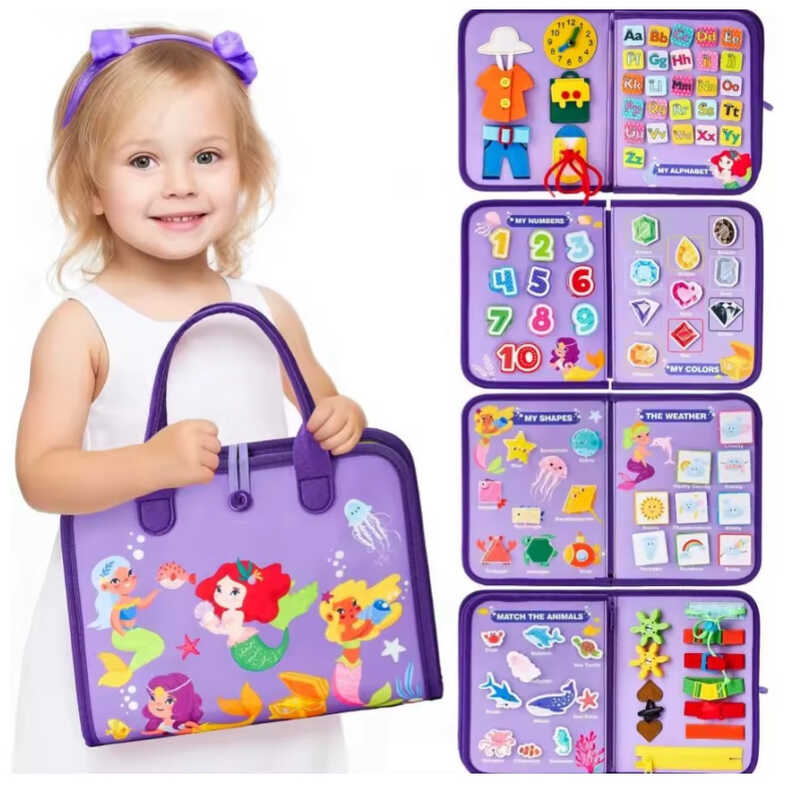 Логічна папка C 73099 (40) фетрова, елементи на липучках, застібки, годинник, англ. абетка, цифри, форми, морські жителі, погода, в пакеті