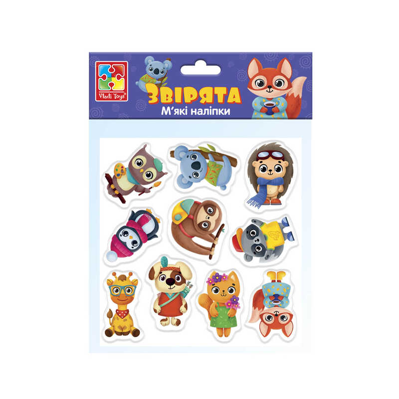 гр М'які наліпки "Звірята" - VT4210-10 "Vladi Toys"