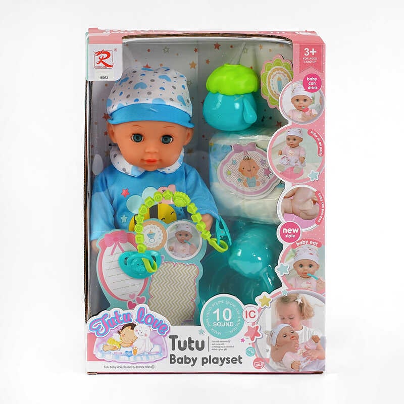 Пупс 9562 (24) "Tutu Baby playset", музичний чіп, характерні звуки та фрази, заплющує очі, аксесуари, в коробці