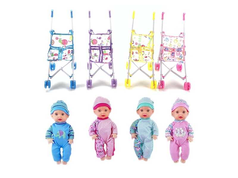 Пупс C 1105 B (96/2) 4 види, складний візок, знімний одяг, висота 27 см, ВИДАЄТЬСЯ ТІЛЬКИ МІКС ВИДІВ