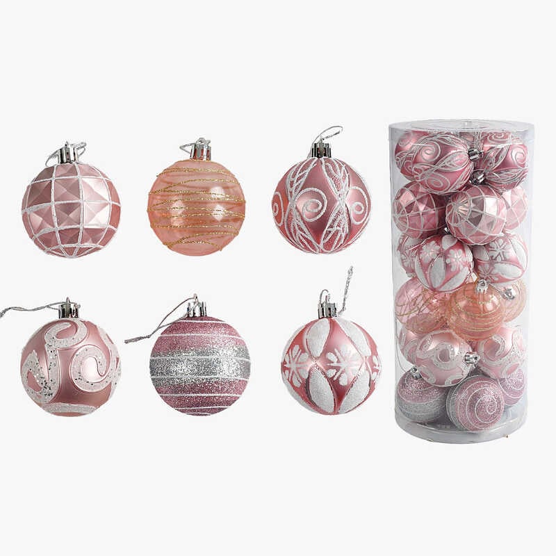 Новорічні прикраси C 67621 (32) 24 штуки, кульки, D = 6 см, у слюді
