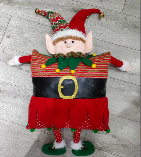 Новорічна декоративна подушка C 67874 (24) “Святковий персонаж”, об’ємні деталі, декор, дзвоники, розмір 51х9х85 см, у пакеті