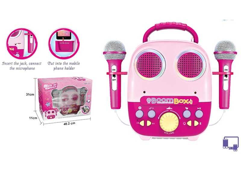 Караоке 5040 (12) підсвічування, 2 мікрофони, 12 мелодій, підключення до телефону, тільки від мережі, регулювання гучності, USB-кабель, в коробці