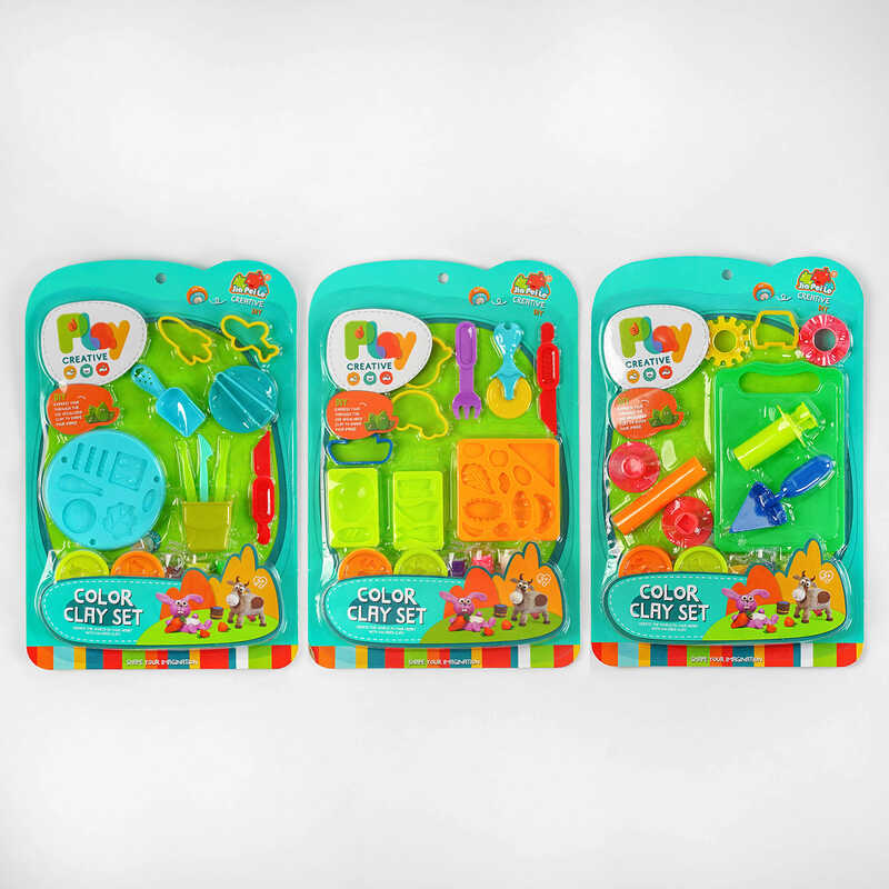 Тісто для ліплення 5838-160 /161/162 (72/2) 3 види, 5 кольорів тіста, аксесуари, на листі