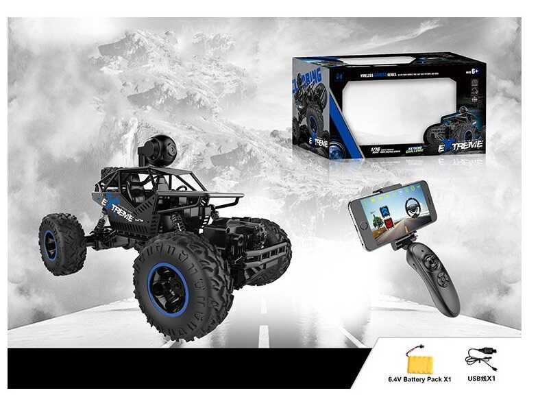 Джип на радіокеруванні LH-C 009 (12)  Wi-Fi камера, масштаб 1:16, додаток, акум. 3.7V, пульт 2.4G, USB-кабель, викрутка, амортизація, металопластиковий корпус, гумові шини, тримач для телефону, в коробці