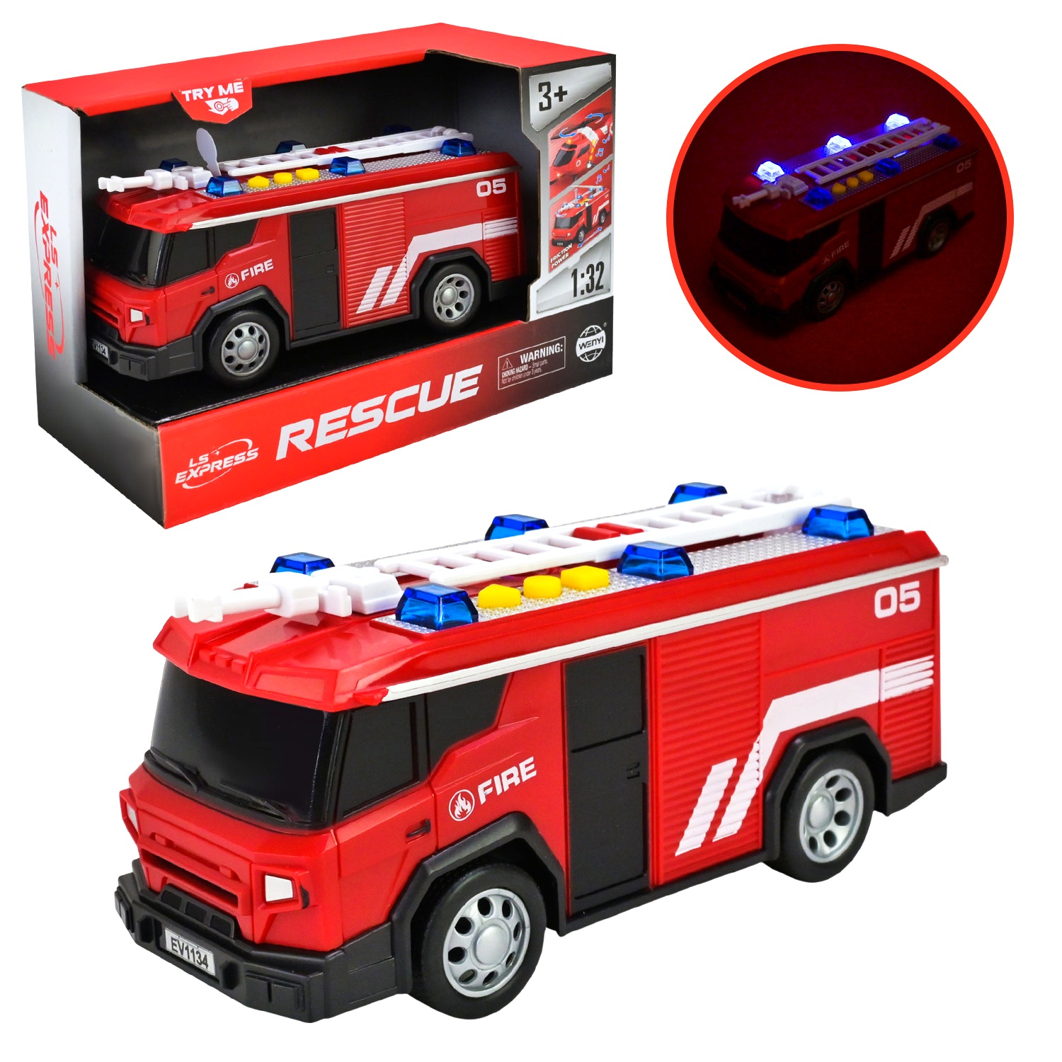 Машина «Пожежна охорона» WY1134A  , інерція , світло , звук , коробка