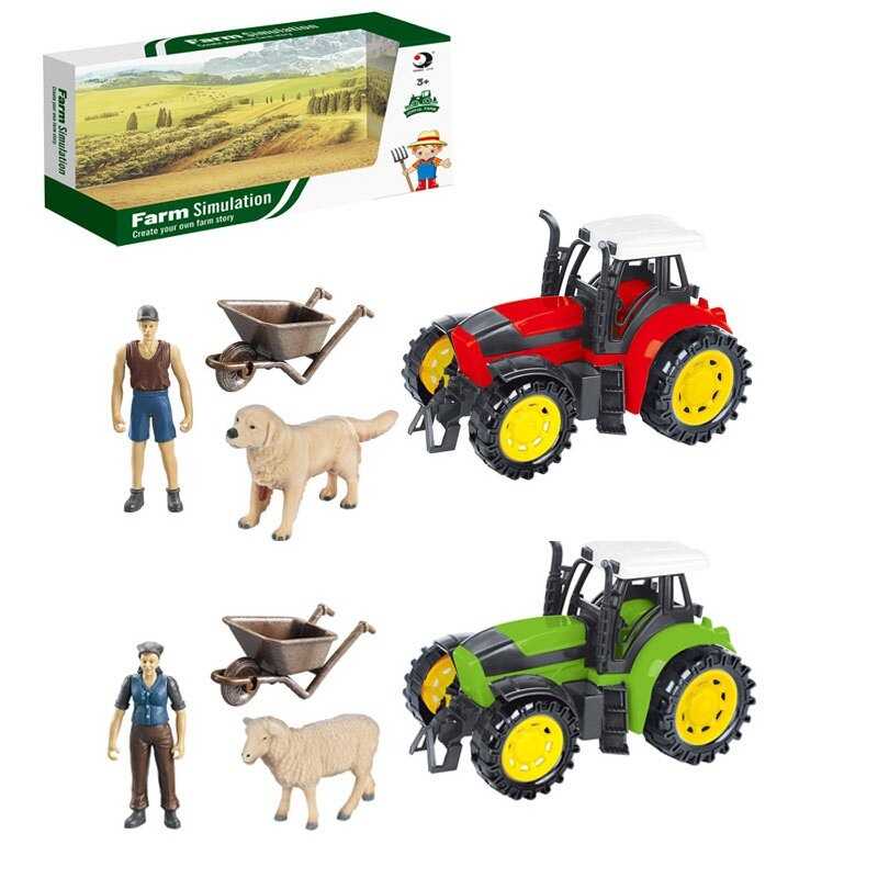 Трактор 1228-16 (60/2) 2 види, флоксова тваринка, фігурка людини, рухомі руки, довжина трактора 17 см, інерція, в коробці ВИДАЄТЬСЯ МІКС ВИДІВ