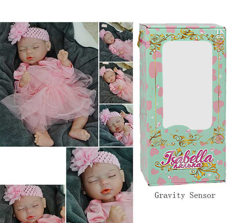 Пупс QM 24076 (12) "TK Group", функціональний, датчик руху, звуки: сміх, плач, засинає, висота: 42 см, гумовий, пустушка, пляшечка, памперс, пов’язка на голову, в коробці