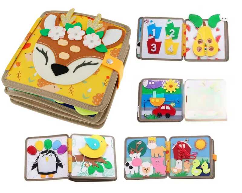 М'яка книжка-бізіборд C 69029 (32) фетр, пальчикові ігри, шнурівка, сортер за кольорами, елементи на липучках, в пакеті