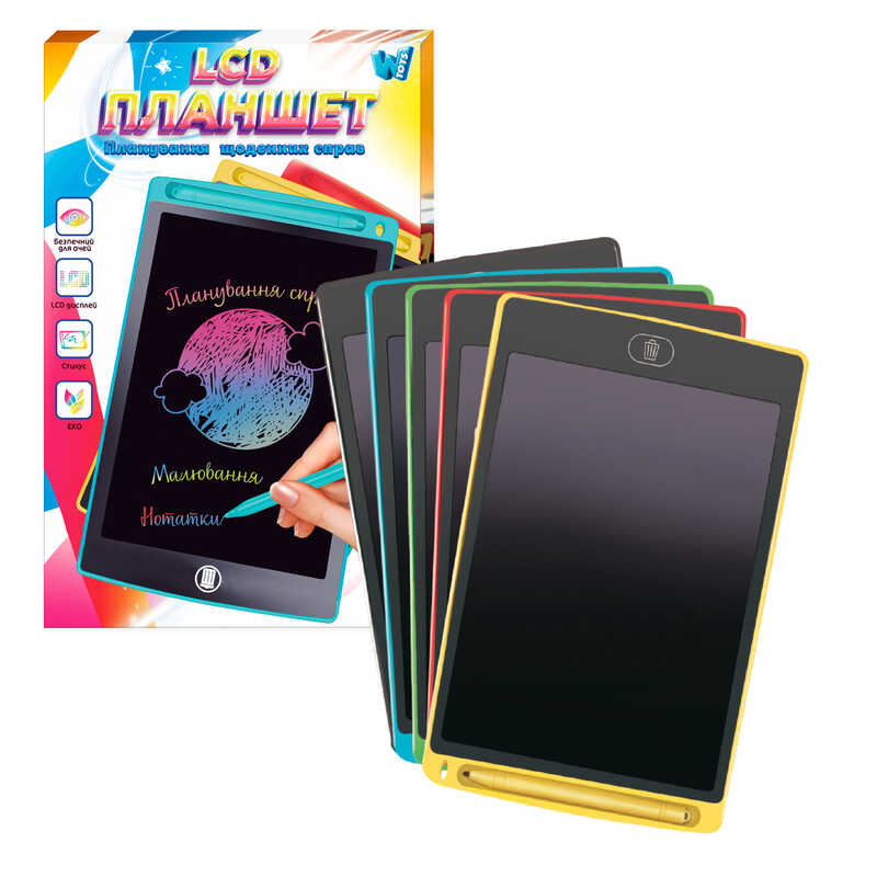 Планшет для малювання 16430 (100) "WToys", кольоровий LCD екран, 10 дюймів, розмір 17х26 см, стилус, в коробці, ВИДАЄТЬСЯ ТІЛЬКИ МІКС ВИДІВ